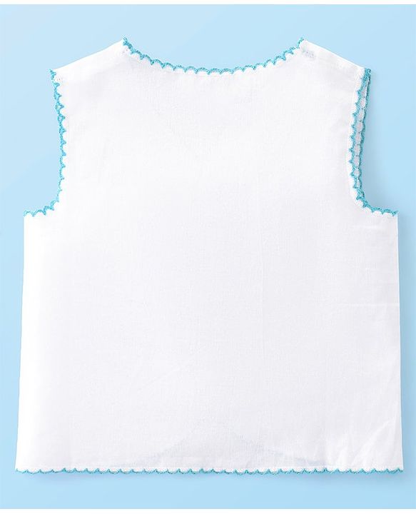 Babyhug 100% Cotton Woven Sleeveless Front Open Solid Color Jhabla Pack of 5- White