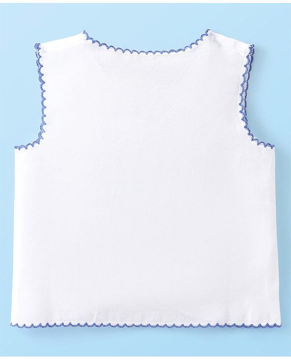 Babyhug 100% Cotton Woven Sleeveless Front Open Solid Color Jhabla Pack of 5- White