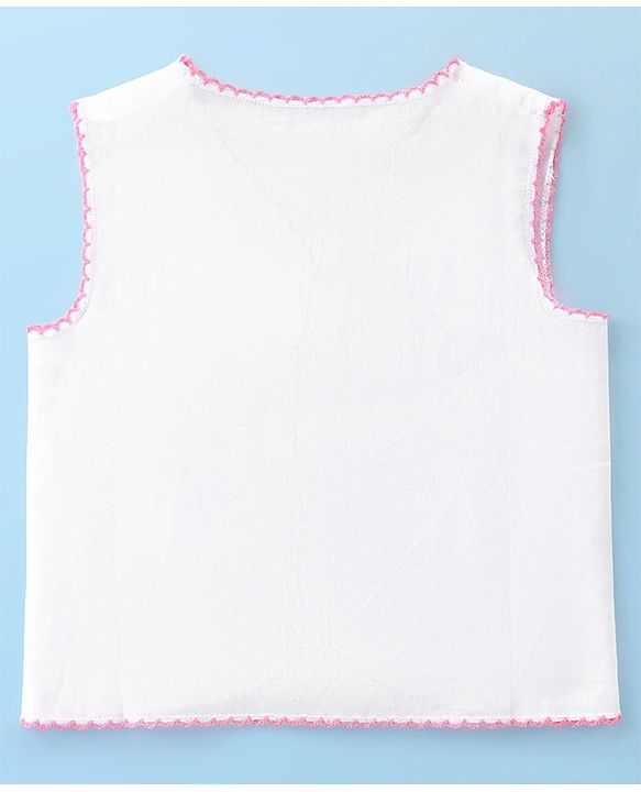 Babyhug 100% Cotton Woven Sleeveless Front Open Solid Color Jhabla Pack of 5- White