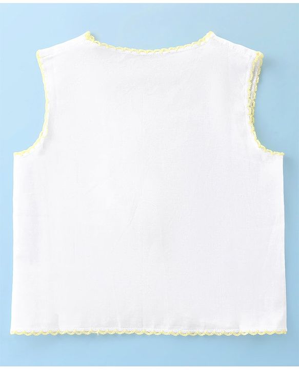Babyhug 100% Cotton Woven Sleeveless Front Open Solid Color Jhabla Pack of 5- White