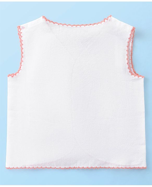 Babyhug 100% Cotton Woven Sleeveless Front Open Solid Color Jhabla Pack of 5- White