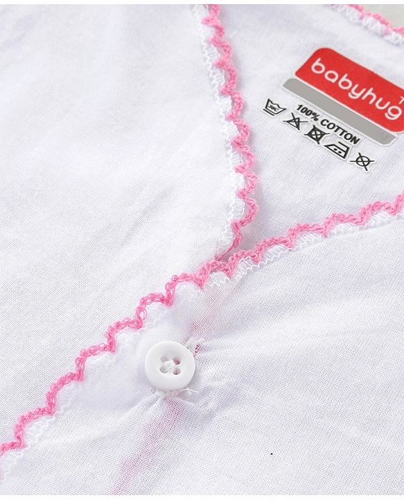 Babyhug 100% Cotton Woven Sleeveless Front Open Solid Color Jhabla Pack of 5- White
