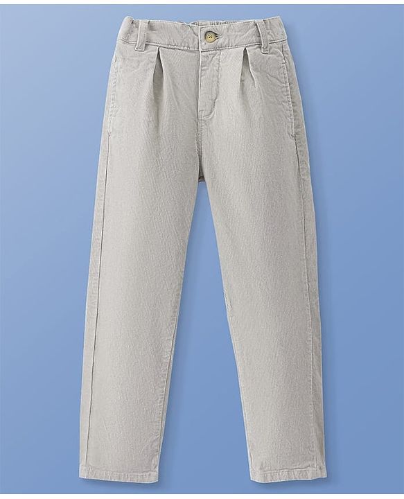 Pine Kids Velvet Woven Full Length Solid Color Trouser - Beige