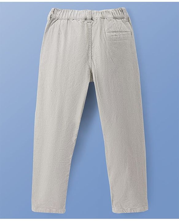 Pine Kids Velvet Woven Full Length Solid Color Trouser - Beige
