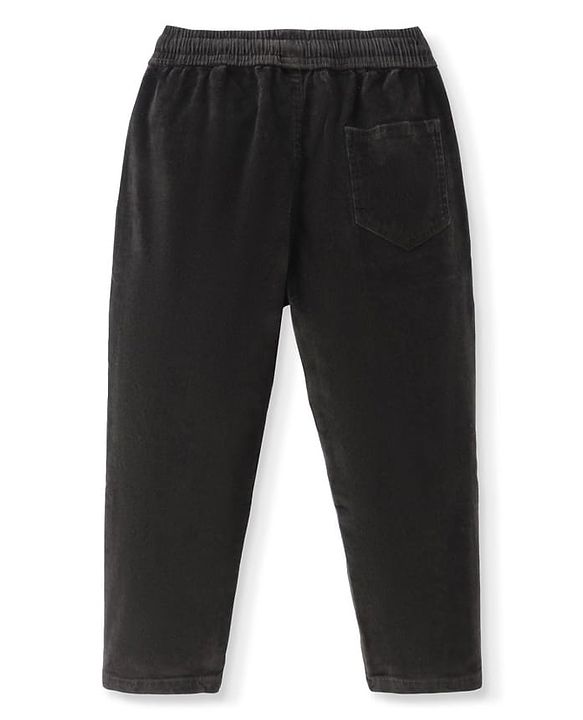 Pine Kids Full Length Velvet Jeans With Solid Colour - Dark Olive