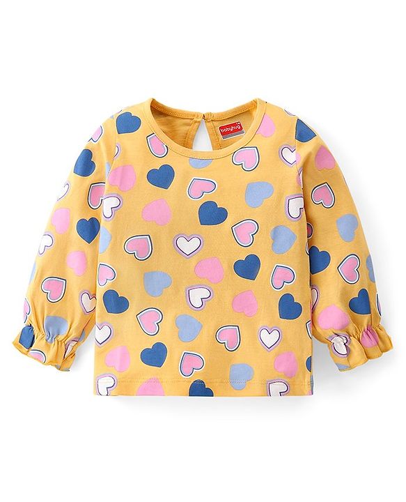Babyhug Cotton Knit Full Sleeves Top with Heart & Polka Dot Print Pack of 3 - Multicolor