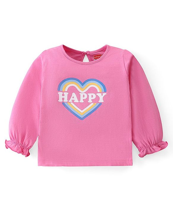 Babyhug Cotton Knit Full Sleeves Top with Heart & Polka Dot Print Pack of 3 - Multicolor