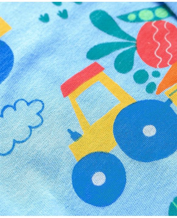 Babyhug Cotton Knit Full Sleeves Printed Shirt - Blue