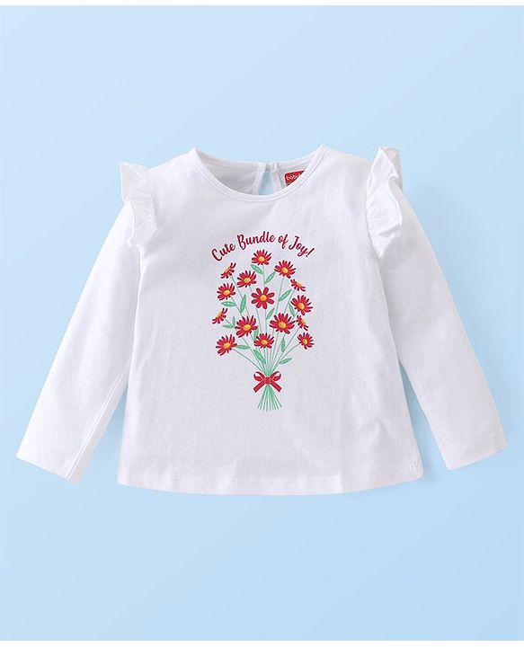 Babyhug Cotton Knit Full Sleeves Top with Frill Detailing & Floral Print  Pack of 3 - Multicolor