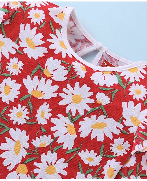 Babyhug Cotton Knit Full Sleeves Top with Frill Detailing & Floral Print  Pack of 3 - Multicolor