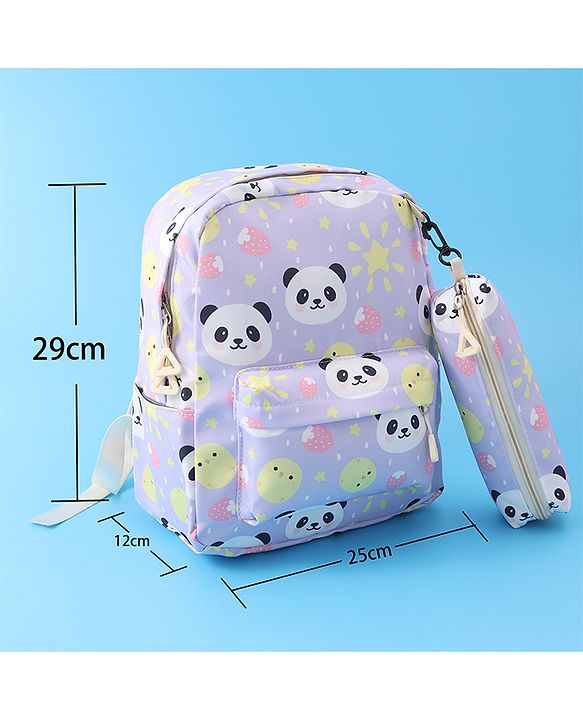 Babyhug Panda Print Fashion Backpacks with Pouch - Purple