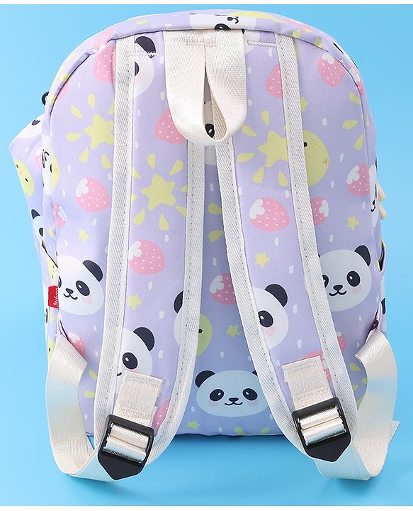 Babyhug Panda Print Fashion Backpacks with Pouch - Purple
