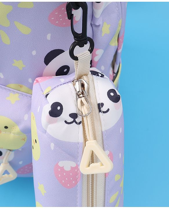 Babyhug Panda Print Fashion Backpacks with Pouch - Purple