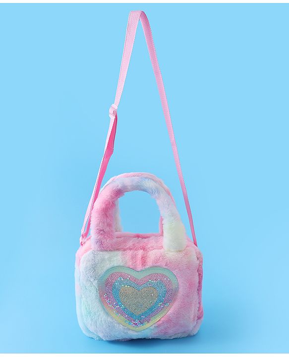 Babyhug Love Shaped Fur Sling Bag - Multicolor