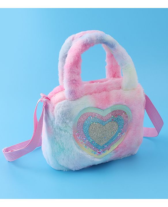 Babyhug Love Shaped Fur Sling Bag - Multicolor