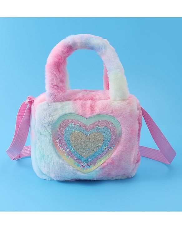 Babyhug Love Shaped Fur Sling Bag - Multicolor