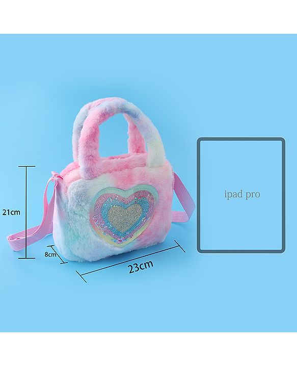 Babyhug Love Shaped Fur Sling Bag - Multicolor