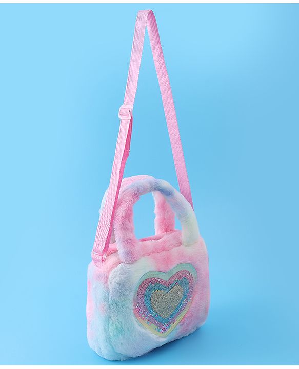 Babyhug Love Shaped Fur Sling Bag - Multicolor