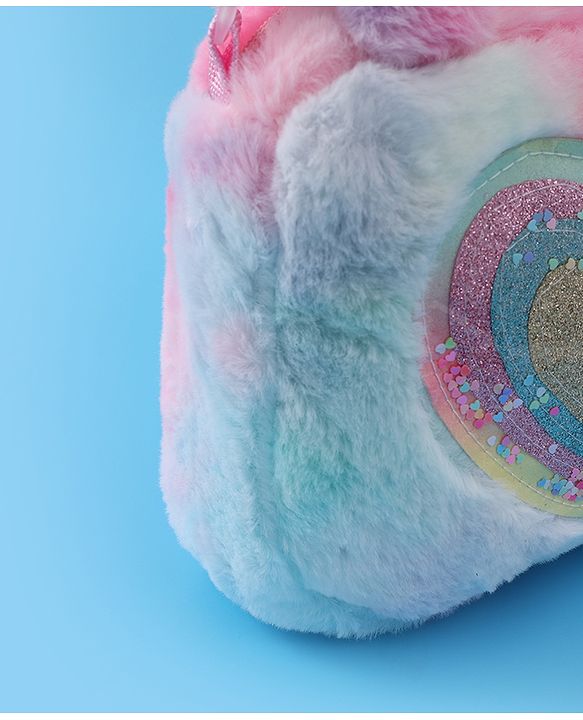 Babyhug Love Shaped Fur Sling Bag - Multicolor