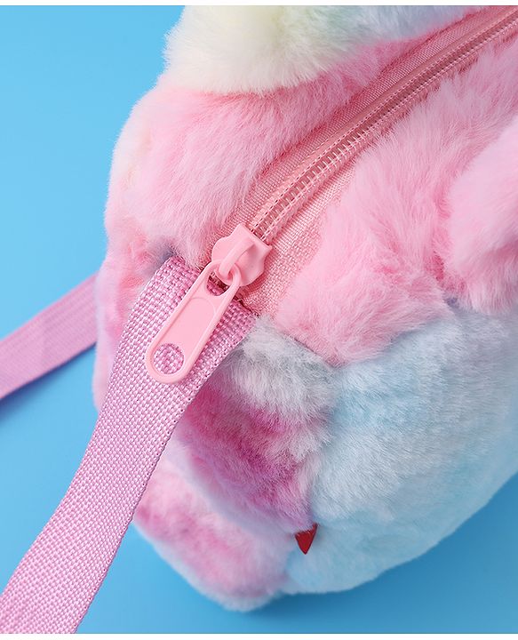 Babyhug Love Shaped Fur Sling Bag - Multicolor