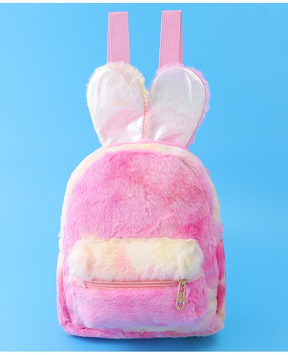 Babyhug Fur Rabbit Fashion Backpacks - Pink