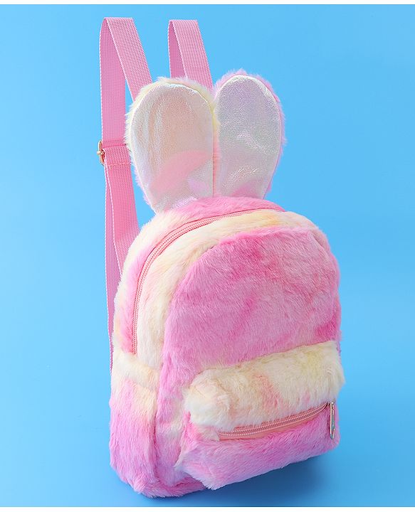 Babyhug Fur Rabbit Fashion Backpacks - Pink
