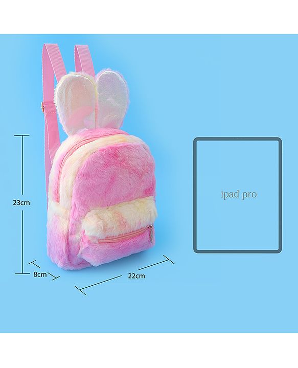 Babyhug Fur Rabbit Fashion Backpacks - Pink