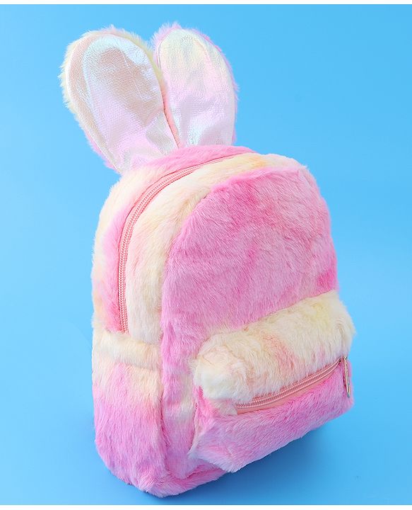 Babyhug Fur Rabbit Fashion Backpacks - Pink
