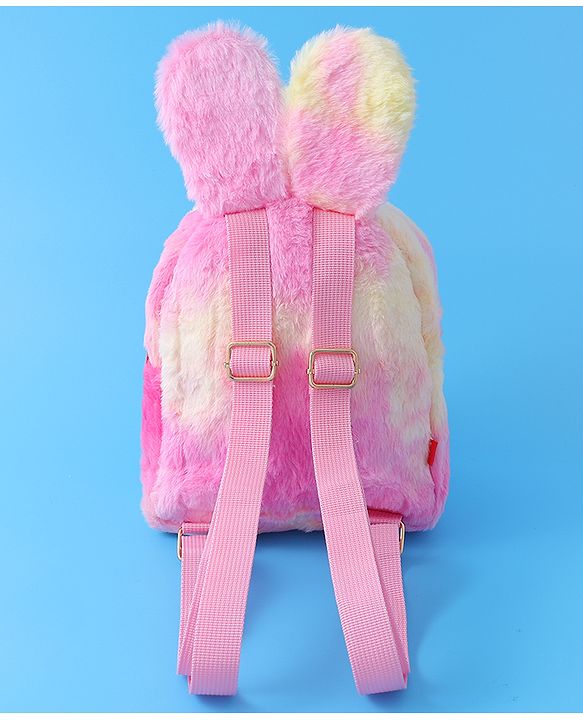 Babyhug Fur Rabbit Fashion Backpacks - Pink