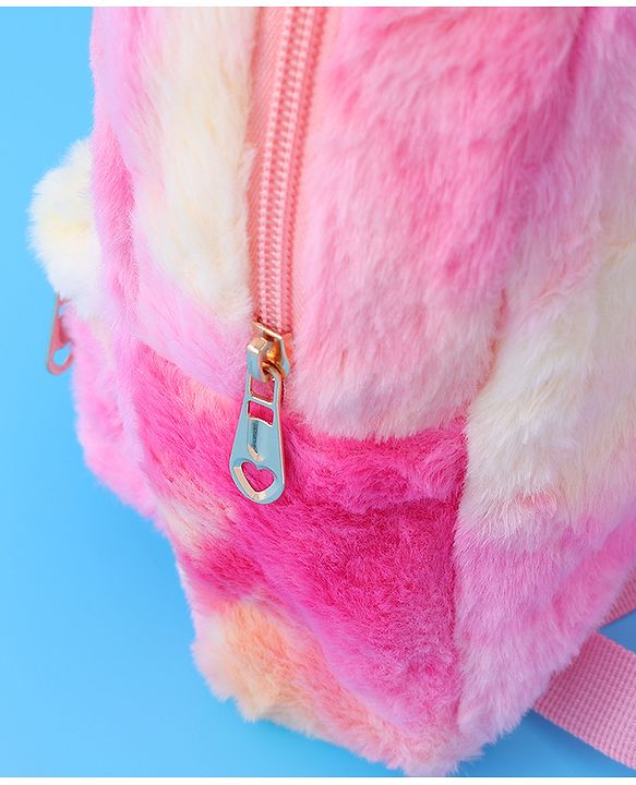 Babyhug Fur Rabbit Fashion Backpacks - Pink