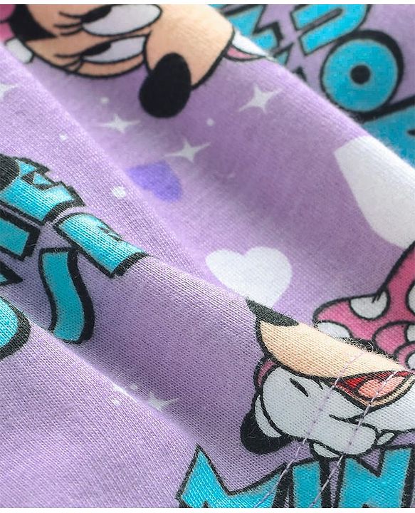 Babyhug Disney Cotton Knit Sleeveless Frocks with Minnie Mouse Graphic & Frill Detailing  Pack of 2 - Purple & Pink