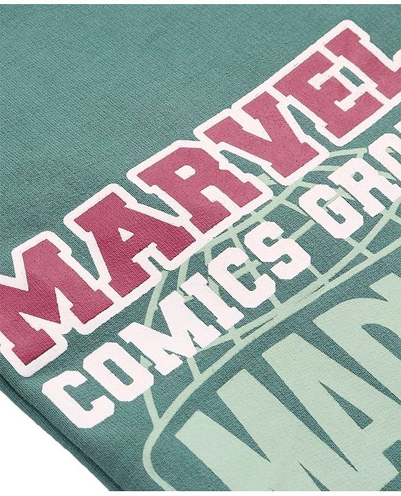 Pine Kids Marvel Cotton Knit Knee Length Shorts with Avengers Graphics - Green