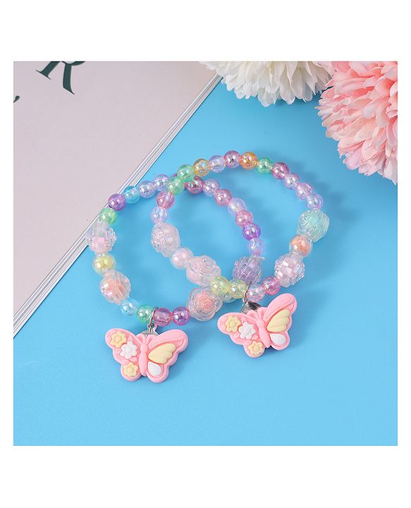 Babyhug Beaded Bracelets With Butterfly Applique Pack of 2 - Multicolor