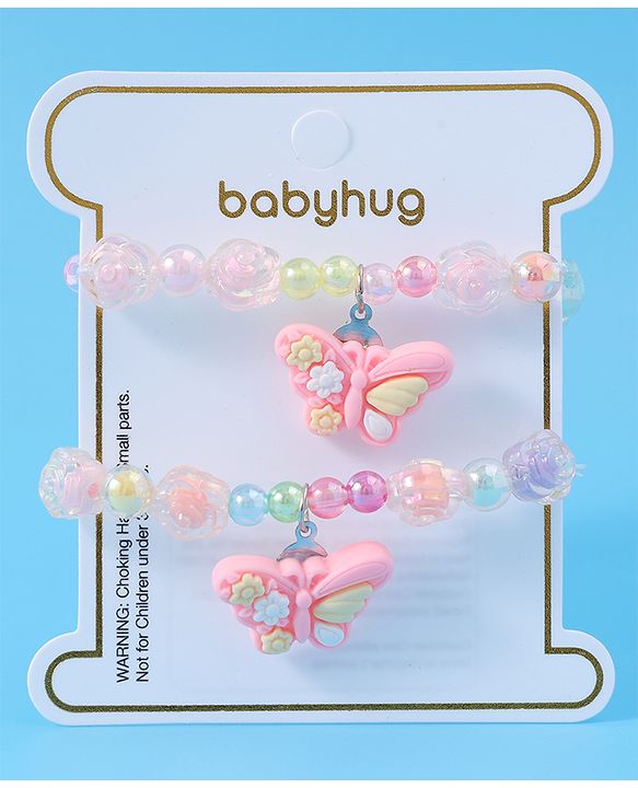 Babyhug Beaded Bracelets With Butterfly Applique Pack of 2 - Multicolor