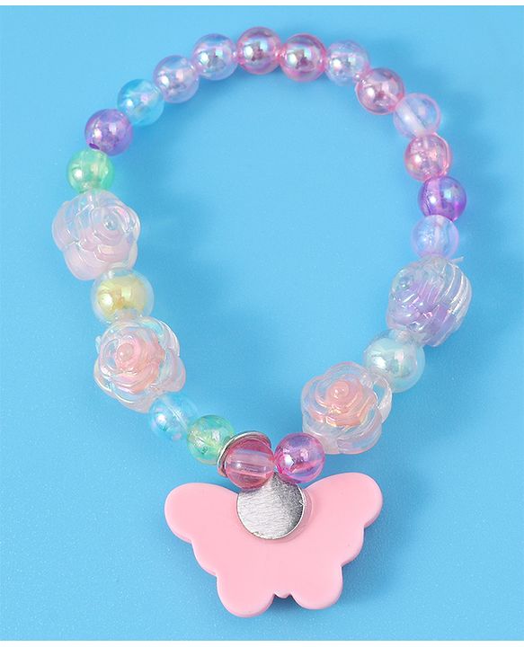 Babyhug Beaded Bracelets With Butterfly Applique Pack of 2 - Multicolor