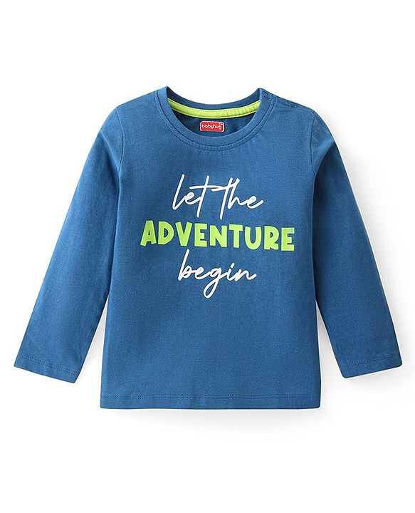 Babyhug Cotton Knit Full Sleeves T-Shirt With Stripes & Text Print Pack Of 3 - Multicolor
