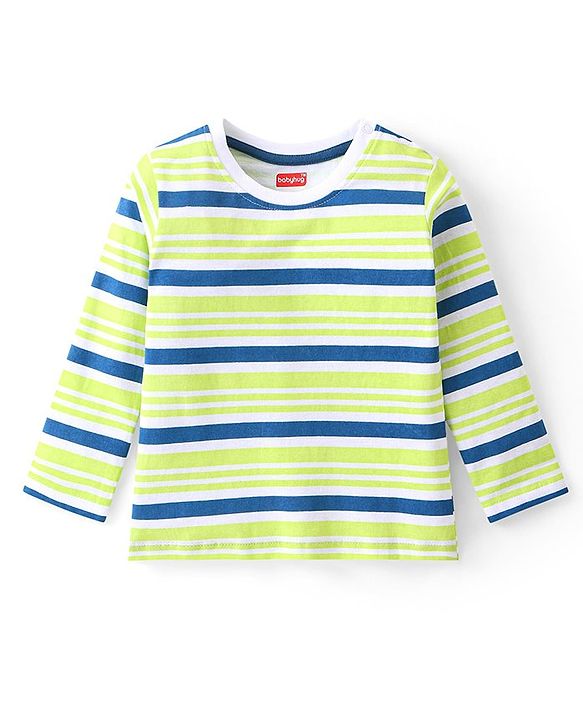 Babyhug Cotton Knit Full Sleeves T-Shirt With Stripes & Text Print Pack Of 3 - Multicolor