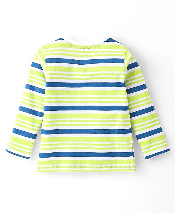 Babyhug Cotton Knit Full Sleeves T-Shirt With Stripes & Text Print Pack Of 3 - Multicolor