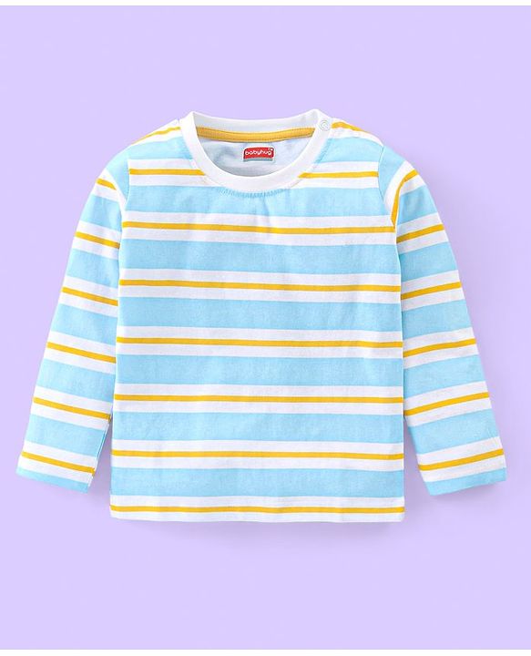 Babyhug 100% Cotton Knit Full Sleeves Striped T-Shirt With Wild Animals Print Pack of 7 - Multicolour