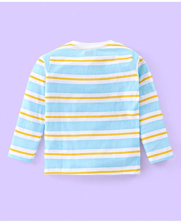 Babyhug 100% Cotton Knit Full Sleeves Striped T-Shirt With Wild Animals Print Pack of 7 - Multicolour