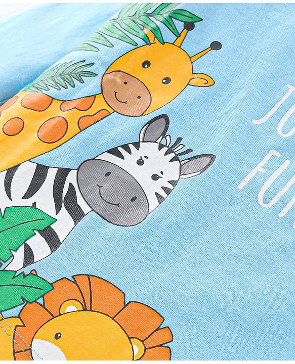 Babyhug 100% Cotton Knit Full Sleeves Striped T-Shirt With Wild Animals Print Pack of 7 - Multicolour