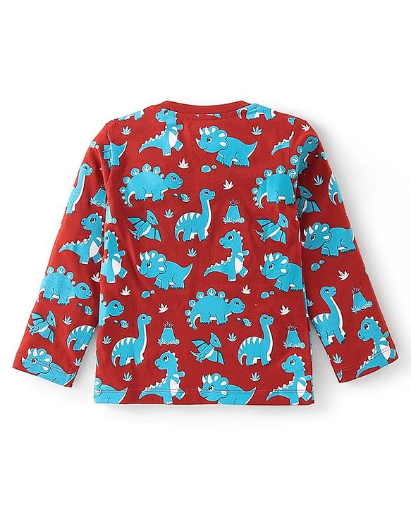 Babyhug Cotton Knit Full Sleeves T-Shirt with Dino & Striped Print Pack of 3 - Multicolor