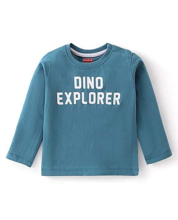 Babyhug Cotton Knit Full Sleeves T-Shirt with Dino & Striped Print Pack of 3 - Multicolor
