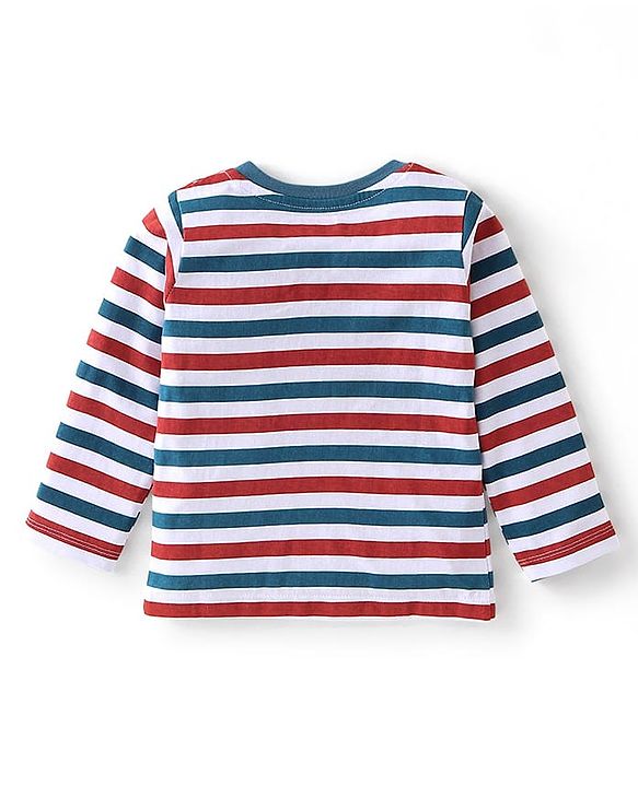 Babyhug Cotton Knit Full Sleeves T-Shirt with Dino & Striped Print Pack of 3 - Multicolor