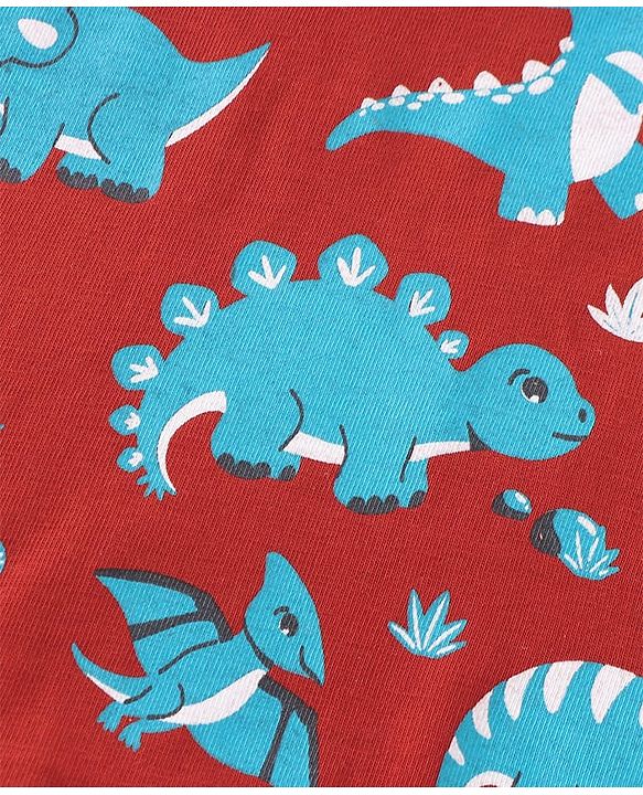 Babyhug Cotton Knit Full Sleeves T-Shirt with Dino & Striped Print Pack of 3 - Multicolor