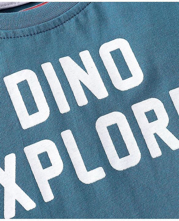 Babyhug Cotton Knit Full Sleeves T-Shirt with Dino & Striped Print Pack of 3 - Multicolor