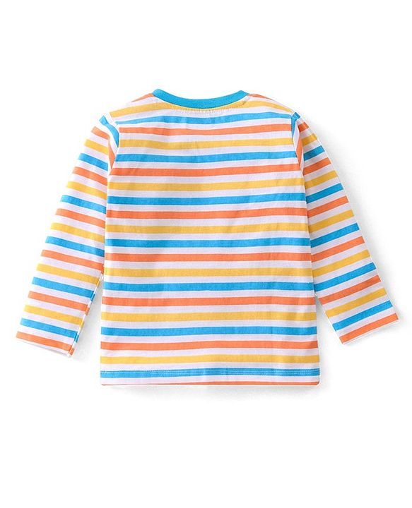 Babyhug Cotton Knit Full Sleeves T-Shirt with Striped & Text Print Pack of 3- Multicolor