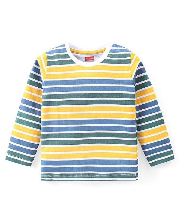 Babyhug Cotton Knit Full Sleeves T-Shirts with Bear & Fox Print Pack of 3 - Blue Green & Yellow