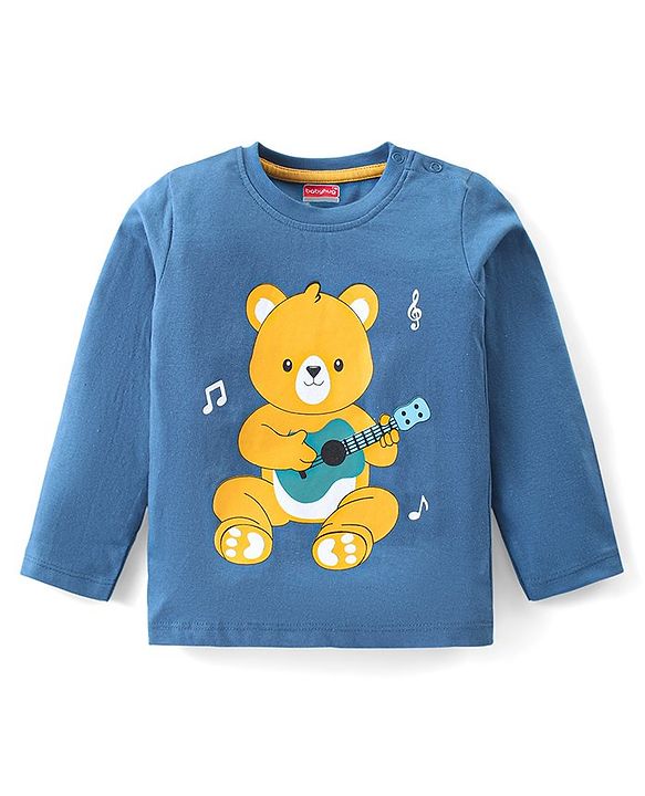 Babyhug Cotton Knit Full Sleeves T-Shirts with Bear & Fox Print Pack of 3 - Blue Green & Yellow
