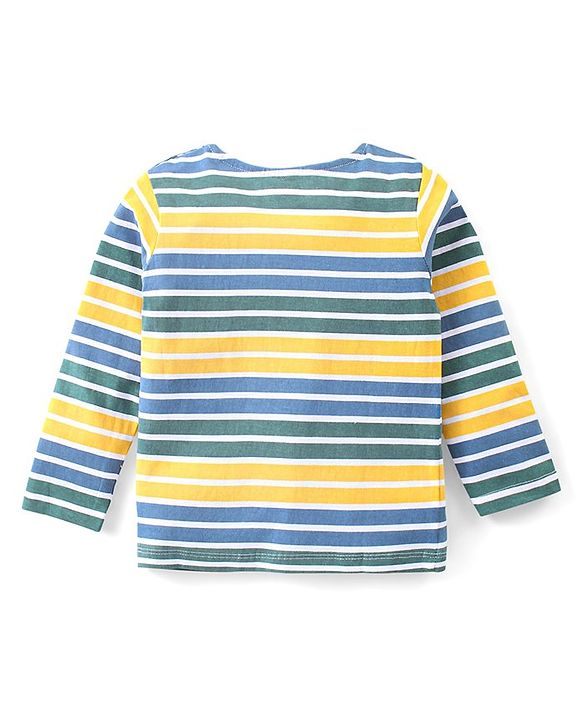 Babyhug Cotton Knit Full Sleeves T-Shirts with Bear & Fox Print Pack of 3 - Blue Green & Yellow